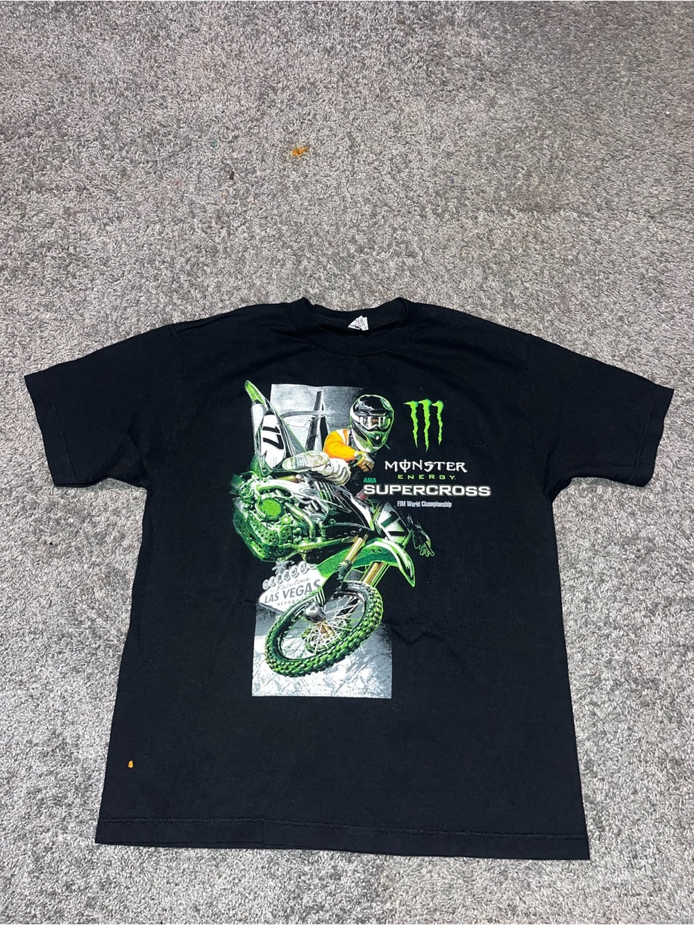 Alstyle Black Graphic Tee with Neon Green Accent